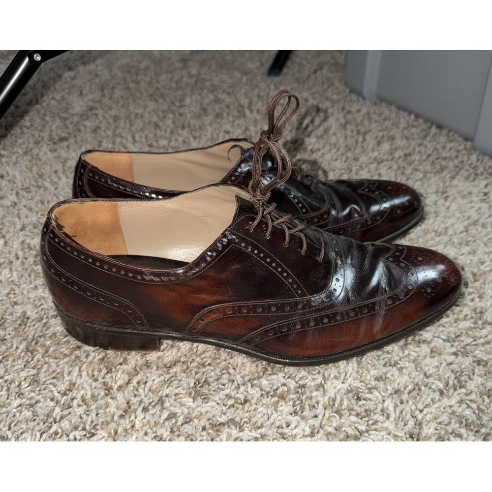 Johnston & Murphy Aristocraft Wingtip Oxford 8.5 D/B Burgundy Leather USA VTG
